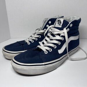 Vans Men's Blue and White High-Top Sneakers